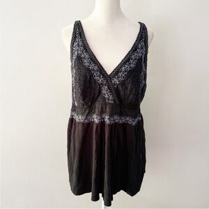 Vintage Women Y2K Lace Babydoll Tank Large Whimsigoth Fairy Grunge Dark Boho